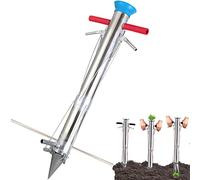 Huskydg Planteur Rapide 3 Bouches, Plantoir Manuel, Transplantoir Semoir, Semoir à Graines Manuel,Plantoir Bulbes avec Manche pour Planter Semis Bulbes Graines Plantes Jardin Potager