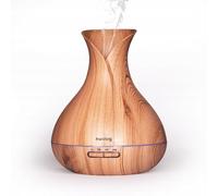 Huslog Aromathérapie ultrasonique RGB Air Hydridiser Capteur ultrasonique Diffuseur, Grain de Bois, Tragbar, Marron Naturel