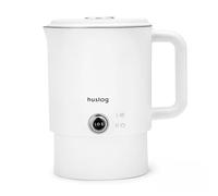 huslog Bouilloire Électrique de Voyage 2 en 1 0,8L Pliable Blanche, 650W, Acier Inoxydable 304, Double Paroi, Base 360° avec Câble Intégré, Mini Casserole Portable pour Camping et Hôtel