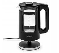 Huslog Bouilloire Électrique en Verre 1,7L à Double Paroi, 2200W Chauffage Rapide, Verre Borosilicate Inox, Indicateur de Niveau d’Eau, Sans Fil avec Base Pivotante 360°, Arrêt Automatique, Noir