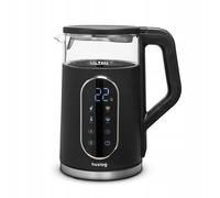 huslog Bouilloire en verre 1,7 l 2200 W avec panneau tactile et écran LED, choix de la température 40-90 °C, Keep Warm 2h, verre borosilicate, Cool Touch, base à 360°, sans BPA, noire