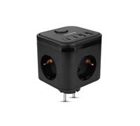 Huslog Cube rallonge Electrique 3680W multiprise avec Interrupteur 3 Prises Secteur et 4 Ports USB (2 USB-C, 2 USB-A) à la Maison et au Bureau Voyage Noir