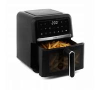 Huslog Friteuse à Air 5 L, 1500 W, Air Fryer sans Huile, 10 Programmes Automatiques, 40-200 °C, Écran Tactile LED, Panier & Grille, Fenêtre de Cuisson, Facile à Nettoyer, Compacte et Pratique, Noir