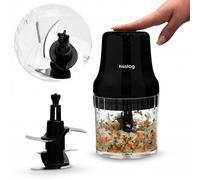 huslog Hachoir électrique 500 ml 300 W - Hachoir multifonction et hachoir de cuisine avec 4 lames en acier inoxydable, mini robot de cuisine pour légumes, viande, noix, glace, silencieux, utilisation
