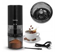 huslog Moulin à café électrique sans fil 30 W, broyeur conique en céramique, batterie USB-C, 2000 mAh, degré de mouture réglable, récipient à grains de 25 g, noir