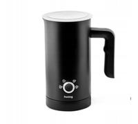 Huslog Mousseur à Lait Électrique 4 en 1, 500W, 240ml, Mousse Chaude & Froide, Chauffe-Lait, Inox Antiadhésif, Arrêt Automatique, Silencieux, pour Café, Chocolat & Cappuccino, Noir Mat