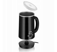 Huslog Mousseur à Lait Électrique 4 en 1, 500W, 240ml, Mousse Chaude & Froide, Chauffe-Lait, Inox Antiadhésif, Arrêt Automatique, Silencieux, pour Café, Chocolat & Cappuccino, Noir Brillant