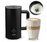 huslog Mousseur à lait électrique avec chauffage 500 W - 4 modes (chaud et froid), 300 ml de réchauffement / 150 ml de mousse de lait, arrêt automatique, pour cappuccino, latte et lait végétal, noir