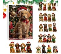 Husoiuy Calendrier De L'Avent De Noël pour Chiens | Calendrier De L'Avent 2025 pour Les Amoureux des Chiens | 24 Décorations De Noël pour Animaux De Compagnie - pour Les Amoureux des Animaux