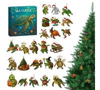 Husoiuy Calendrier De L'Avent Tortues De Mer 2025 | Compte À Rebours De Noël De 24 Jours Avec 24 Décorations De Tortues De Mer En Acrylique 2D - Pour Les Fêtes, La Maison, La Voiture, Le-Mur