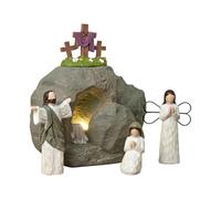 Husoiuy Décoration De Pâques Tombeau Vide avec | Scène De La Résurrection Au Tombeau Vide | Sculpture Réaliste en Résine Roche - pour Le Printemps, Bureau, Cheminée, Maison Chrétienne, Église