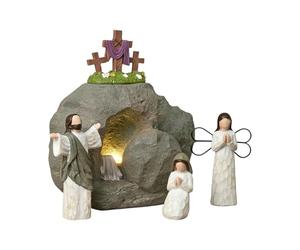 Husoiuy Décoration De Pâques Tombeau Vide avec | Scène De La Résurrection Au Tombeau Vide | Sculpture Réaliste en Résine Roche - pour Le Printemps, Bureau, Cheminée, Maison Chrétienne, Église