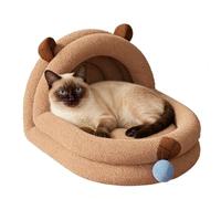 Husoiuy Lit pour Animal de Compagnie | Caverne Résistante aux Morsures avec Bal Doudou Amovible - Lit Doux en Peluche pour Chaton - pour Intérieur Salon Chambre Sol Toutes Saisons