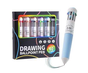 Husoiuy Stylos Bille | 6 Pièces 10-en-1 Fournitures d'Écriture | Assortiment de Couleurs Stylo Bille 6 Unités,Pour Bureau Maison École Fêtes Anniversaire Cadeaux Journalisme Idées Cadeaux