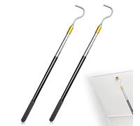 HUSOUE Lot de 2 Barres télescopiques avec Crochets, en Acier Inoxydable, pour Voile d'ombrage avec poignée en Caoutchouc, Tige télescopique Multi-usages pour Voile d'ombrage, Passepoil, de Bateau