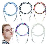 HUSOUE Lot de 5 chaînes à lunettes pour femme - 83 cm - Perles acryliques multicolores - Anti-perte - Cordon à lunettes suspendu autour du cou