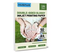 Husper 50 Feuilles A4 Papier D'Impression Photo Brillant Double Face 120 G/M2 Papier De Copie De Haute Qualité 8.3X11.7 Pouces