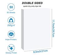 Husper A4 Papier Photo Brillant Double Face 50 Feuilles 120/140/160/180/200/240/260/300Gsm Pour Imprimante À Jet D'Encre Papier D'Impression Brillant