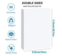 Husper A4 Papier Photo Brillant Double Face 50 Feuilles 120/140/160/180/200/240/260/300Gsm Pour Imprimante À Jet D'Encre Papier D'Impression Brillant