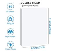 Husper A4 Papier Photo Brillant Double Face 50 Feuilles 120/140/160/180/200/240/260/300Gsm Pour Imprimante À Jet D'Encre Papier D'Impression Brillant
