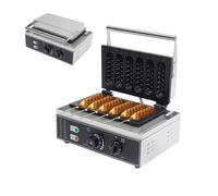 HUSPOO Machine à Gaufres en Acier Hot Dog, 1500 W Gaufrier Steel/Corn Dog, Gaufrier Pour Jusqu'à 6 Gaufres sur la Tige, Revêtement Antiadhésif, couteau de Cuisson, Argent