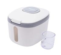 HUSPOO Récipient de conservation hermétique de 5 kg, distributeur de riz, avec couvercle et verre doseur, boîte de rangement pour riz, céréales, pâtes, farine (gris, 5 kg)