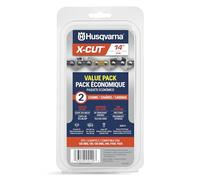 Husqvarna X-Cut S93G Lot de 2 chaînes de tronçonneuse de 35,6 cm, pas de 9,5 mm, calibre 127 cm, 52 maillons de rechange, pré-étirées et faible retour, gris