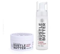 Hustle Butter Deluxe 150 ml et Foaming Tattoo Soap 207 ml | Soin végan avant, pendant et après le tatouage, sans parabènes, non testé sur les animaux et adapté à tous types de peau