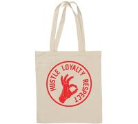 Hustle Loyalty Respect OK Sign Sac fourre-tout en coton naturel Blanc
