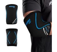 Hustlers Only Coudières de compression en néoprène de 7 mm pour la gym, l'haltérophilie, le fitness et l'entraînement (noir/bleu, L)