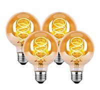 HUSTUNG Ampoule LED E27, Ampoule E27 Vintage Dimmable 4W G80 Ampoule LED E27 Blanc Chaud 2700K 360LM Edison Décorative Rétro Ampoule Vintage Antique Lampe Equivalent à Incandescente 40W, Lot de 4