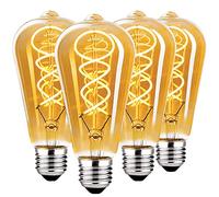 HUSTUNG Ampoule LED E27 Vintage Dimmable 4W ST64 Blanc Chaud 2700K 360LM Edison Décorative Rétro Antique Lampe Equivalent à Incandescente 40W, Lot de 4
