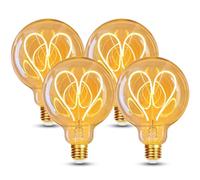 HUSTUNG Lot de 4 ampoules Edison vintage E27 LED vintage à intensité variable 4 W G80 Blanc chaud 2400 K Idéal pour éclairage nostalgique et rétro - Ambre - Love