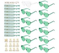 HUSZZM 36 PCS Kit EVJF Accessoire 12 Lunettes Evjf Lunettes Coeur 12 Bride to Be Bracelet Evjf Bracelets Team Brid 12Tatouage Evjf pour DéCoration de Mariage Enterrement de vie de Jeune Fille Vert