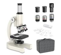 HUTACT Microscope pour Enfants Adultes débutants : Microscope de biologie 40-2000X avec kit de Lames et étui de Rangement - pour l'exploration Scientifique de l'éducation