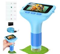 HUTACT Numérique Microscope Enfant Portable: Écran 3.0" 1000X Rechargeable Microscope De Poche - 5 Lames de Verre de Qualité Laboratoire pour Enfant 6-12 Ans - Science Maison Voyage