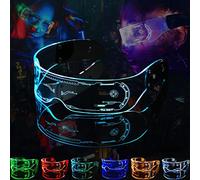 Hutato Cyberpunk Lunettes lumineuses à LED, 7 couleurs, rechargeables, style futuriste,LED Lunettes Néon Électroniques Futuriste,pour cosplay, Halloween, bar, club, fête, cadeau