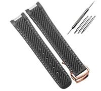 HUTBUVEAW Bracelet de montre de plongée en caoutchouc noir et bleu en silicone de 20 mm avec fermoir à boucle déployante for Omega AT150 Seamaster 300 AQUA TERRA(Black white RG)