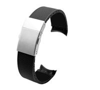 HUTBUVEAW Bracelet de Montre en Caoutchouc fluoré de Silicone de Haute qualité 21mm for Longines hydroconquête L3 conquête Sport Bracelet de Montre de plongée Noir(Black SK)
