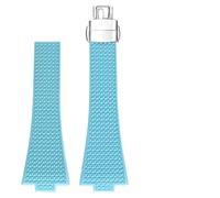 HUTBUVEAW Bracelet de montre en caoutchouc fluorocarbone FKM 11 mm ou 12 mm for Tissot PXRT, boucle papillon à dégagement rapide, accessoires for montres homme et femme(Pale blue-silver,11mm)