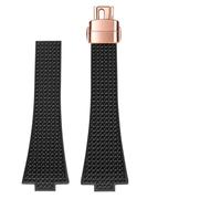 HUTBUVEAW Bracelet de montre en caoutchouc fluorocarbone FKM 11 mm ou 12 mm for Tissot PXRT, boucle papillon à dégagement rapide, accessoires for montres homme et femme(Black-rose,12mm)
