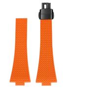 HUTBUVEAW Bracelet de montre en caoutchouc fluorocarbone FKM 11 mm ou 12 mm for Tissot PXRT, boucle papillon à dégagement rapide, accessoires for montres homme et femme(Orange-black,12mm)