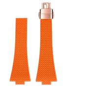 HUTBUVEAW Bracelet de montre en caoutchouc fluorocarbone FKM 11 mm ou 12 mm for Tissot PXRT, boucle papillon à dégagement rapide, accessoires for montres homme et femme(Orange-rose,11mm)