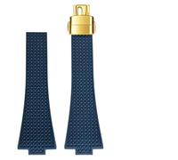 HUTBUVEAW Bracelet de montre en caoutchouc fluorocarbone FKM 11 mm ou 12 mm for Tissot PXRT, boucle papillon à dégagement rapide, accessoires for montres homme et femme(Royal blue-gold,12mm)