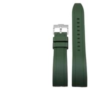 HUTBUVEAW Bracelet de montre en caoutchouc fluorocarbone for Rolex Tudor, noir et vert, 20 mm et 22 mm, bracelet sport avec barrette à ressort à dégagement rapide(Green silver clasp,20mm)