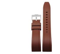 HUTBUVEAW Bracelet de montre en caoutchouc fluorocarbone for Rolex Tudor, noir et vert, 20 mm et 22 mm, bracelet sport avec barrette à ressort à dégagement rapide(Brown silver clasp,20mm)