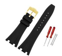 HUTBUVEAW Bracelet de montre en caoutchouc for AP 15400 26470 15703, bracelet de plongée en silicone souple noir, largeurs disponibles : 26 mm, 27 mm et 28 mm.(Black pin gold,28mm)