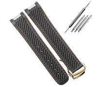 HUTBUVEAW Bracelet de montre en caoutchouc for montres de plongée Omega AT150 Seamaster 300 AQUA TERRA, bracelet en silicone noir et bleu, 20 mm(Black orange gold)