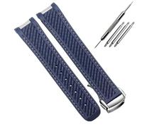 HUTBUVEAW Bracelet de montre en caoutchouc for montres de plongée Omega AT150 Seamaster 300 AQUA TERRA, bracelet en silicone noir et bleu, 20 mm(Blue white silver)