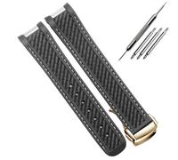 HUTBUVEAW Bracelet de montre en caoutchouc for montres de plongée Omega AT150 Seamaster 300 AQUA TERRA, bracelet en silicone noir et bleu, 20 mm(Black white gold)